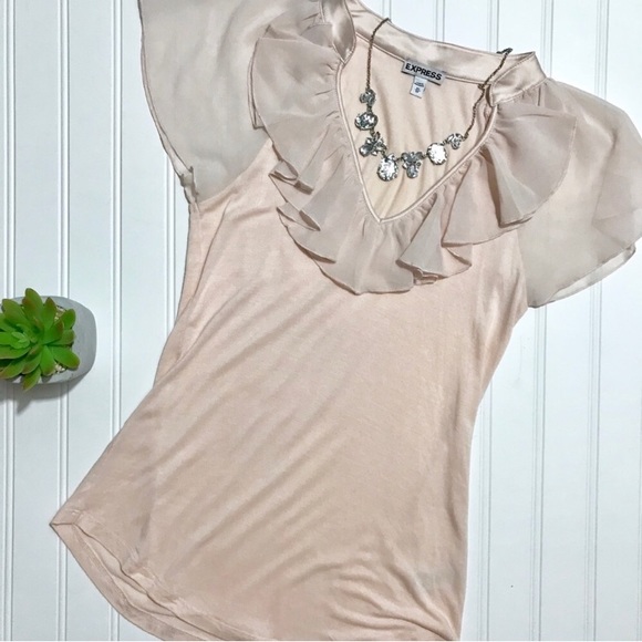 •Express• peach ruffle top {D26} - Picture 3 of 6